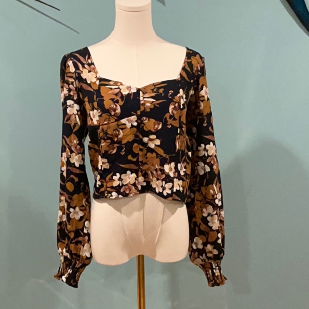 Off the Shoulder Floral Long Sleeve Women's Top